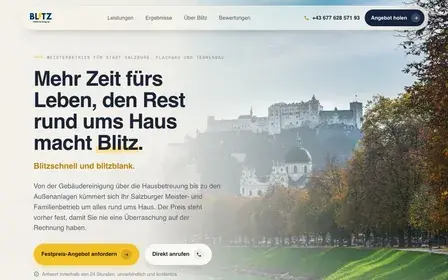 Screenshot der Website von Blitz Hausbetreuung