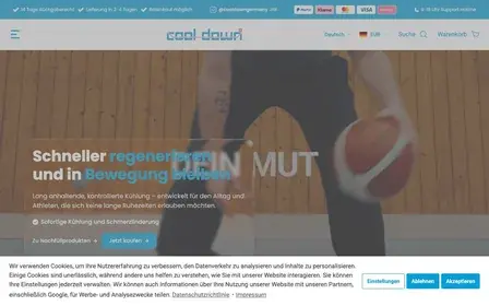 Screenshot der Website von cool down germany