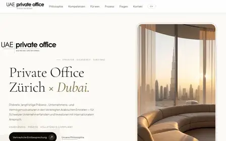 Screenshot der Website von UAE Private Office