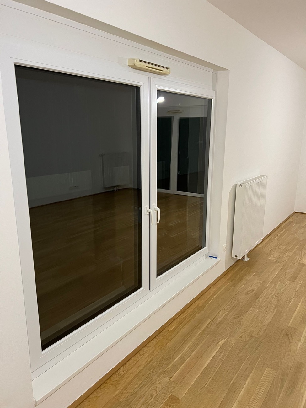 Gereinigte Fenster und Heizung nach dem Bau